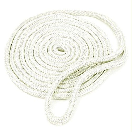 Buccaneer Rope 5/8 x 25 Double Braid Nylon Dock Line, White 30-00025